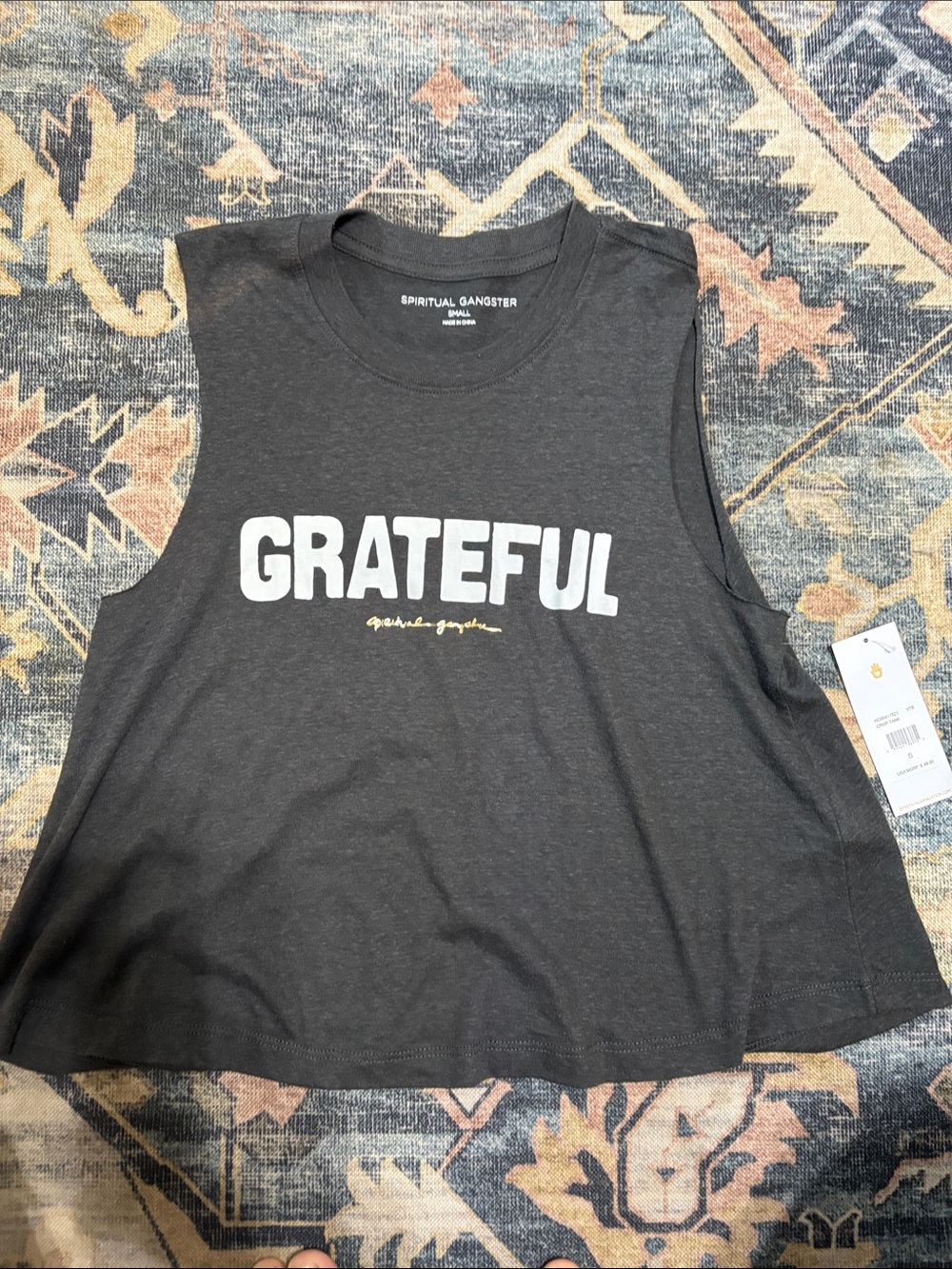 Spiritual Gangster Black 'Grateful' Muscle Tank